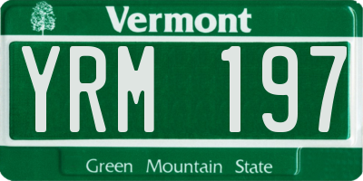 VT license plate YRM197