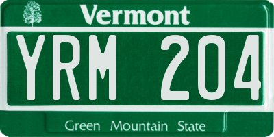 VT license plate YRM204