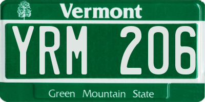 VT license plate YRM206
