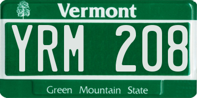 VT license plate YRM208
