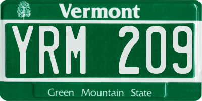 VT license plate YRM209