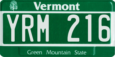 VT license plate YRM216