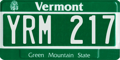 VT license plate YRM217