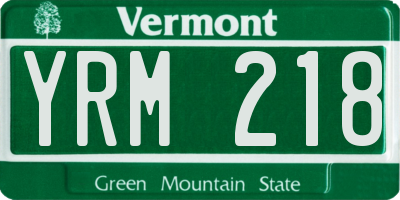 VT license plate YRM218