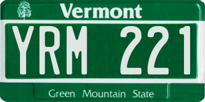 VT license plate YRM221