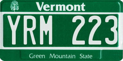 VT license plate YRM223