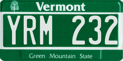 VT license plate YRM232