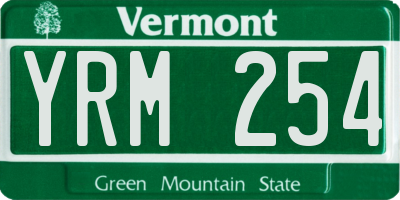 VT license plate YRM254