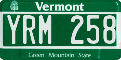 VT license plate YRM258