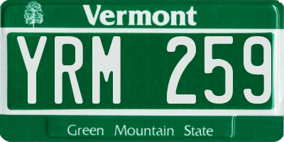 VT license plate YRM259