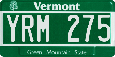VT license plate YRM275