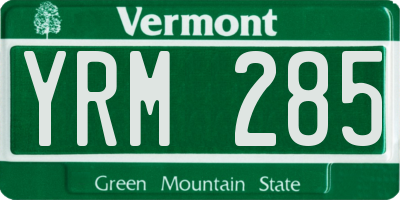 VT license plate YRM285