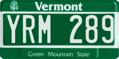 VT license plate YRM289