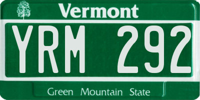 VT license plate YRM292