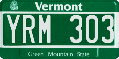 VT license plate YRM303