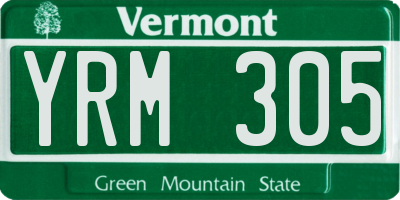 VT license plate YRM305
