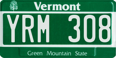 VT license plate YRM308