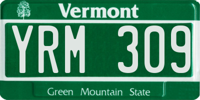 VT license plate YRM309