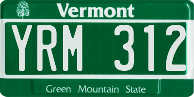 VT license plate YRM312