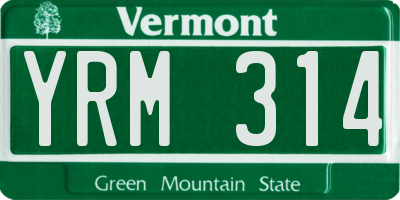 VT license plate YRM314