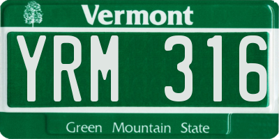 VT license plate YRM316