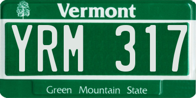 VT license plate YRM317