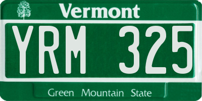 VT license plate YRM325