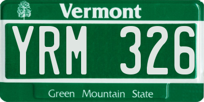 VT license plate YRM326