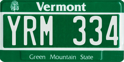 VT license plate YRM334