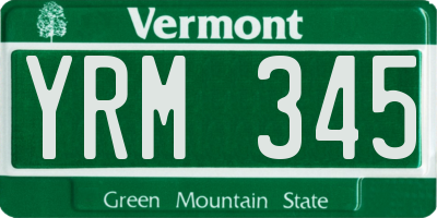 VT license plate YRM345