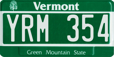 VT license plate YRM354