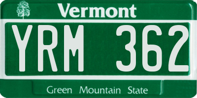 VT license plate YRM362