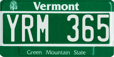 VT license plate YRM365