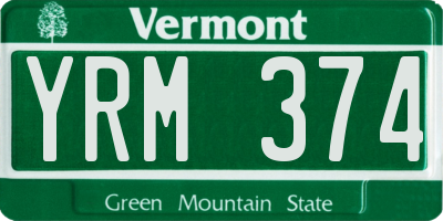 VT license plate YRM374