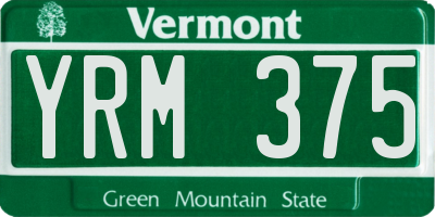 VT license plate YRM375
