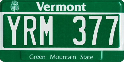VT license plate YRM377