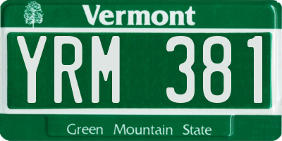 VT license plate YRM381