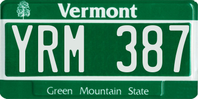VT license plate YRM387
