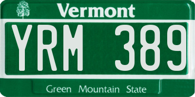 VT license plate YRM389