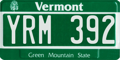 VT license plate YRM392