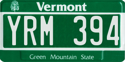 VT license plate YRM394