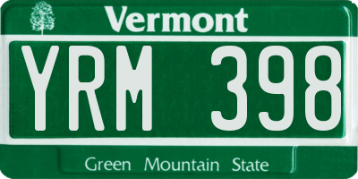 VT license plate YRM398
