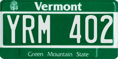 VT license plate YRM402