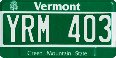 VT license plate YRM403