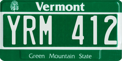 VT license plate YRM412