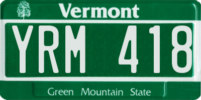 VT license plate YRM418