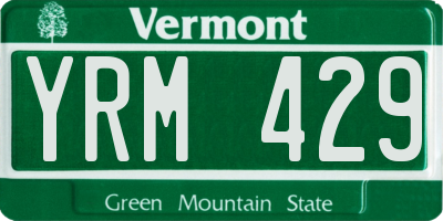 VT license plate YRM429
