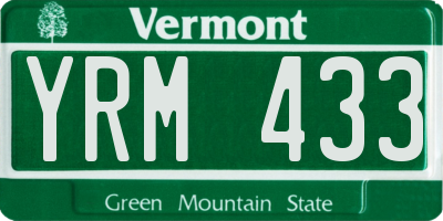 VT license plate YRM433