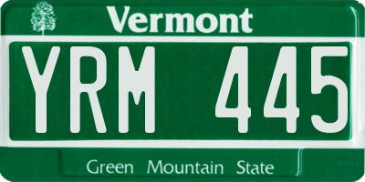 VT license plate YRM445