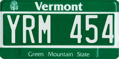 VT license plate YRM454